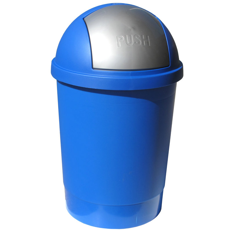 Blue Plastic Touchless 13.2 Gallon Swing-Top Trash Can