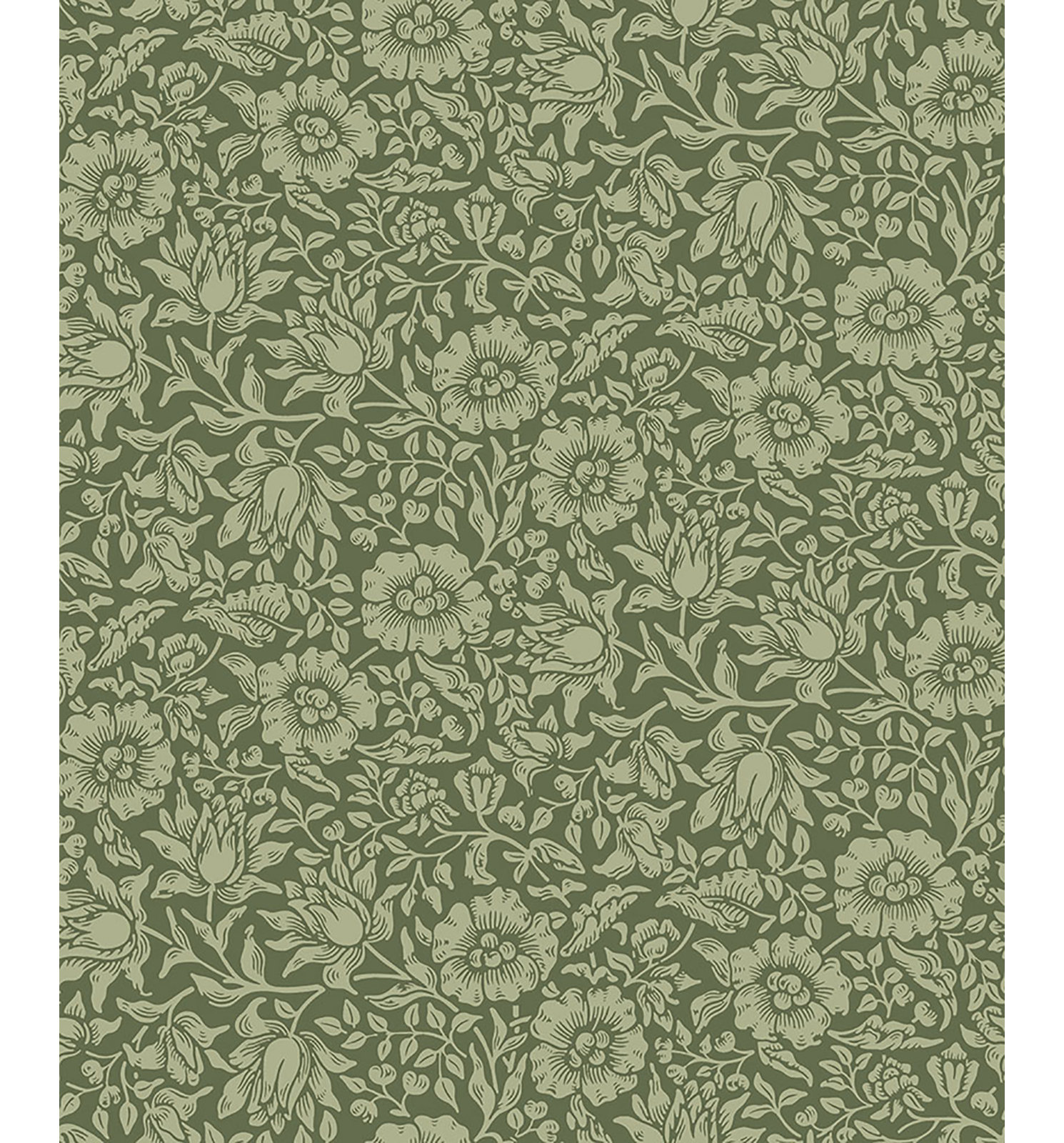 Mallow Floral Wallpaper, Dark Green