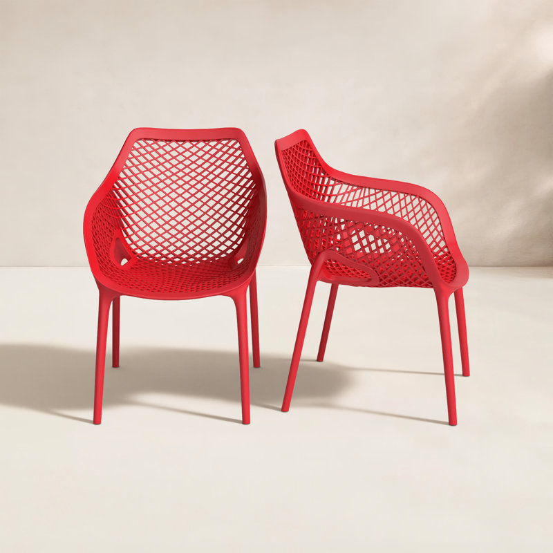 Chaise de salle à manger d'extérieur empilable Farrah, Rouge