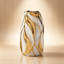 Cream White Ceramic Decorative Vase with Gold Detailing, Small Modern Flower Vase Ideal for Pampas Grass, Farmhouse Home Ornament for Coffee Tables & Bookshelves