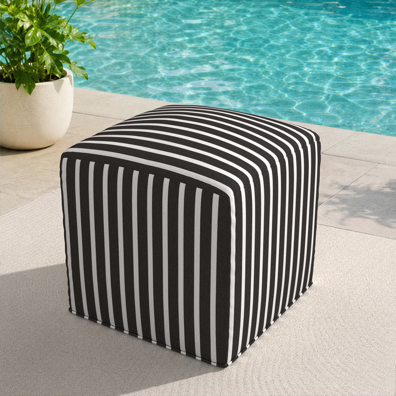 Repose-pieds Eliana Sunbrella, Sunbrella Shore Classic, H 18 po x l 18 po x P 18 po