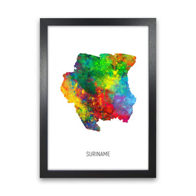 Suriname Watercolour Map by Michael Tompsett - Print