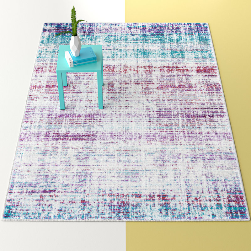 Olmstead Abstract Purple/Blue/Gray Area Rug, Rectangle 6' x 9'