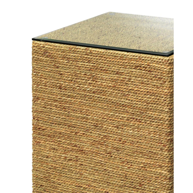 Captain Square Brown Glass Coastal Side Table