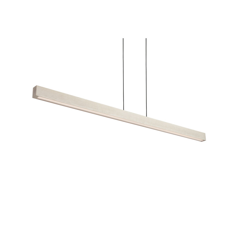 Luminaire suspendu pour îlot de cuisine à 3 lumières DEL Una, H 2,75 po x l 48 po x P 2 po, Chêne blanc délavé, 2700 K