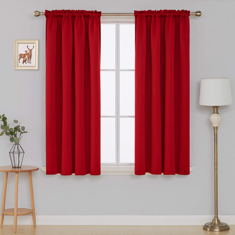Solid Room Darkening Thermal Single Curtain Panel, Red, 42" W x 54" L