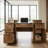 59.5” Wide Farmhouse Desk With Double Desktop - Synthetic Laminate Writing Desk With Barn Door Storage-1517814712