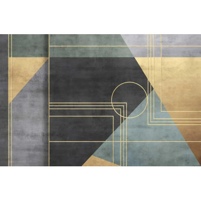 Art Deco Geometric Gold Line Wall Mural