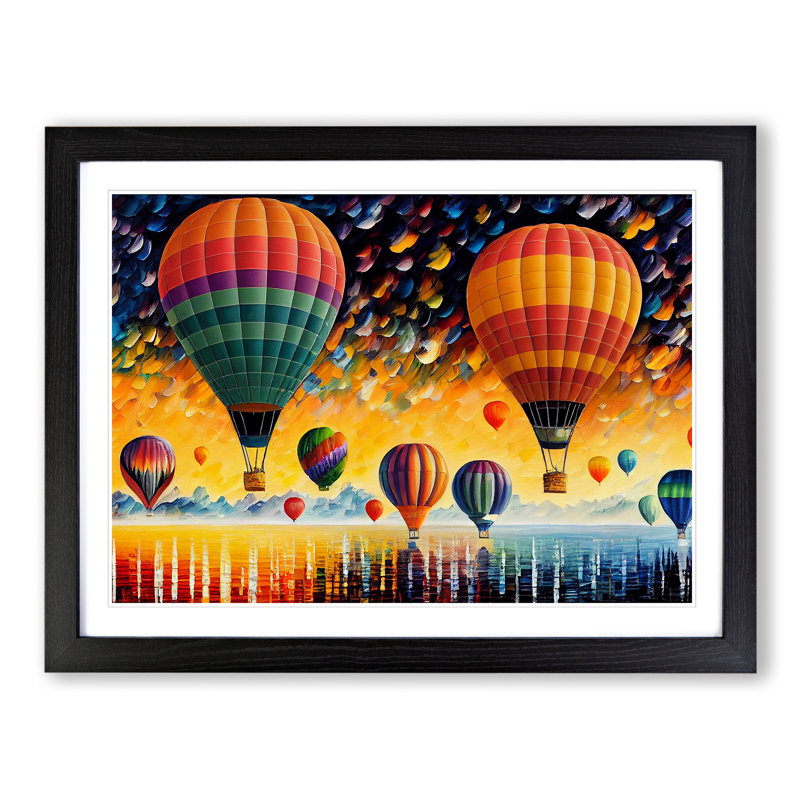 Colourful Hot Air Balloons Vol.3 - Print, Black Framed, 46cm H x 64cm W x 2cm D