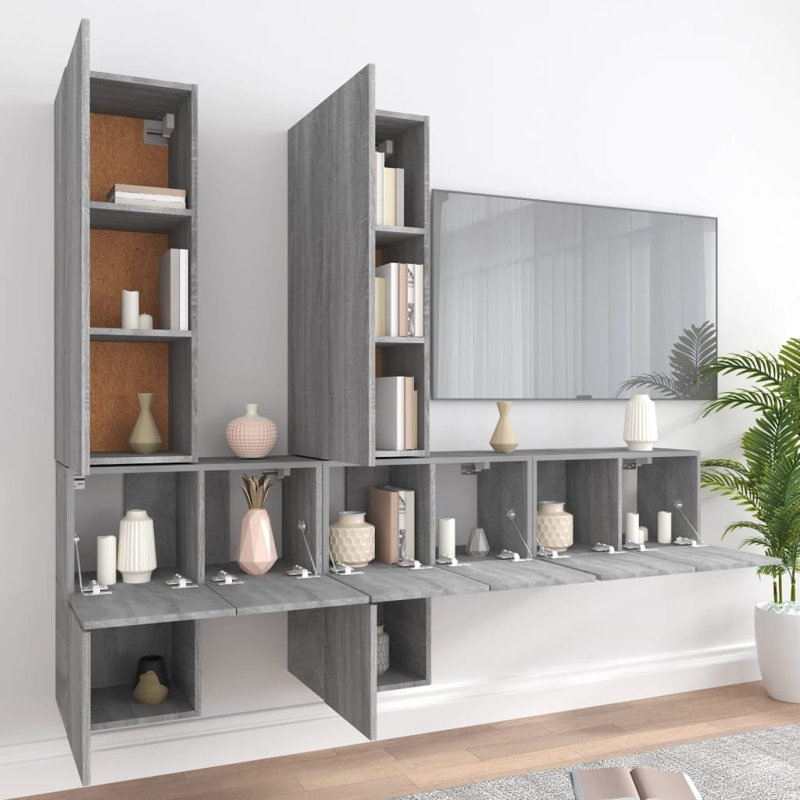 Levenson Unfinished Floating Entertainment Centre for TVs up to 24", Grey Sonoma