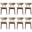 Ensemble en coton et lin avec chaises de salle à manger en bois à dossier incurvé (lot de 8)-1315084028