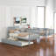 Lit superposé convertible gris, simple sur simple, gigogne et rangement, pouvant accueillir plusieurs personnes
