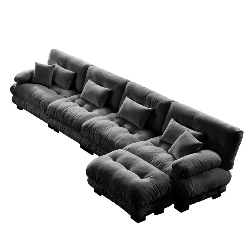 Canapé modulaire de luxe modulaire à 3 places en chenille gris