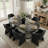 6 - Person Dining Table Sets With Extendable Table & 6 Upholstered Fabric Chairs-1684913531