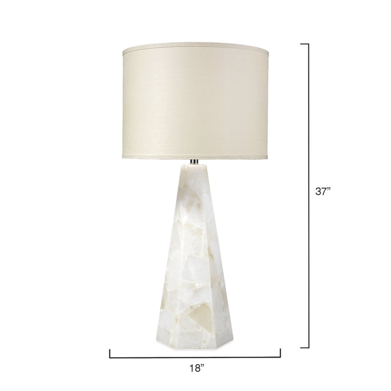Alabaster Borealis Hexagon Table Lamp with Stone Linen Shade