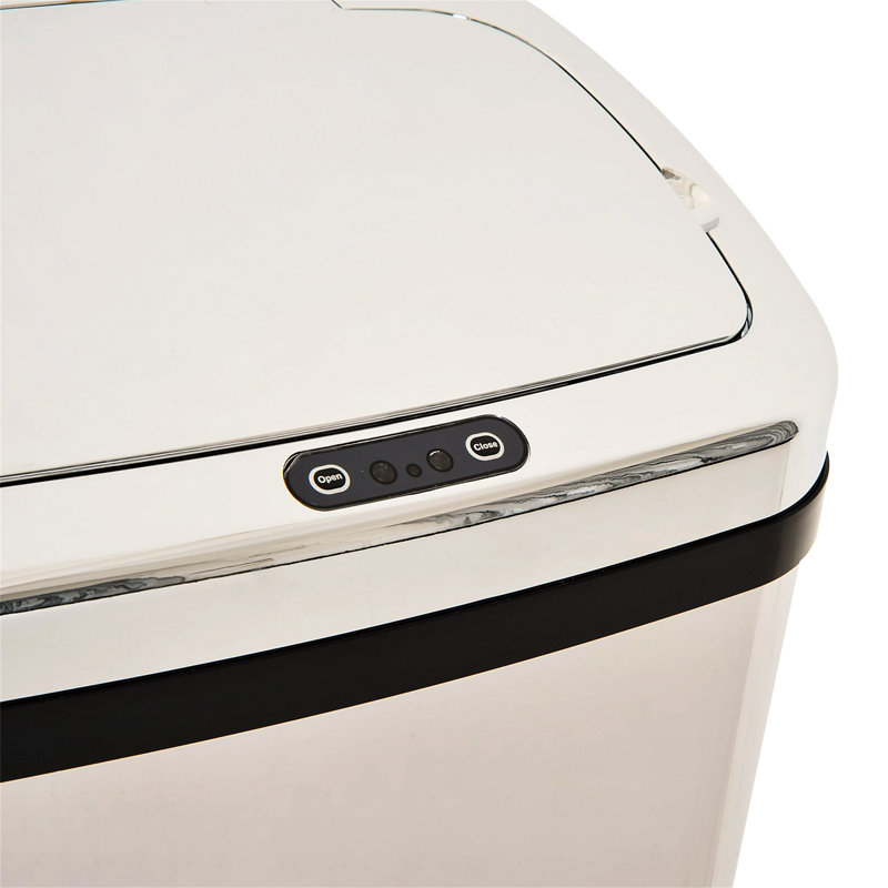 Jamesetta Steel Motion Sensor Kitchen Trash Can, Silver, 50 L