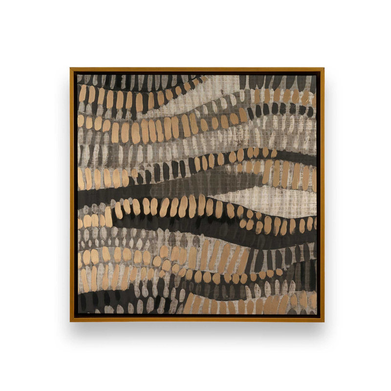 Reproduction d'art sur toile, "Metallic Onulation I" par June Erica Vess, H 30 po x l 30 po, Doré