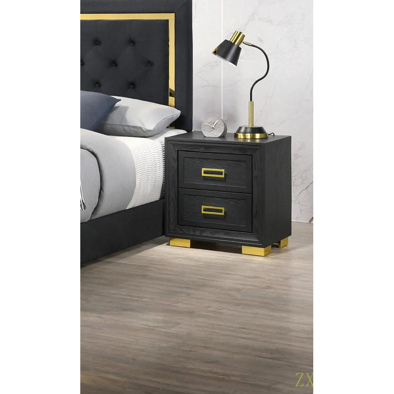 Ensemble de meubles de chambre à coucher à 2 tiroirs Glamour
