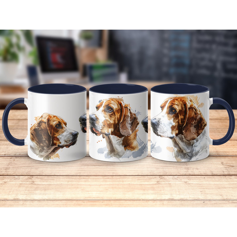 11oz Watercolour Basset Hound Design Coffee Mug, 4