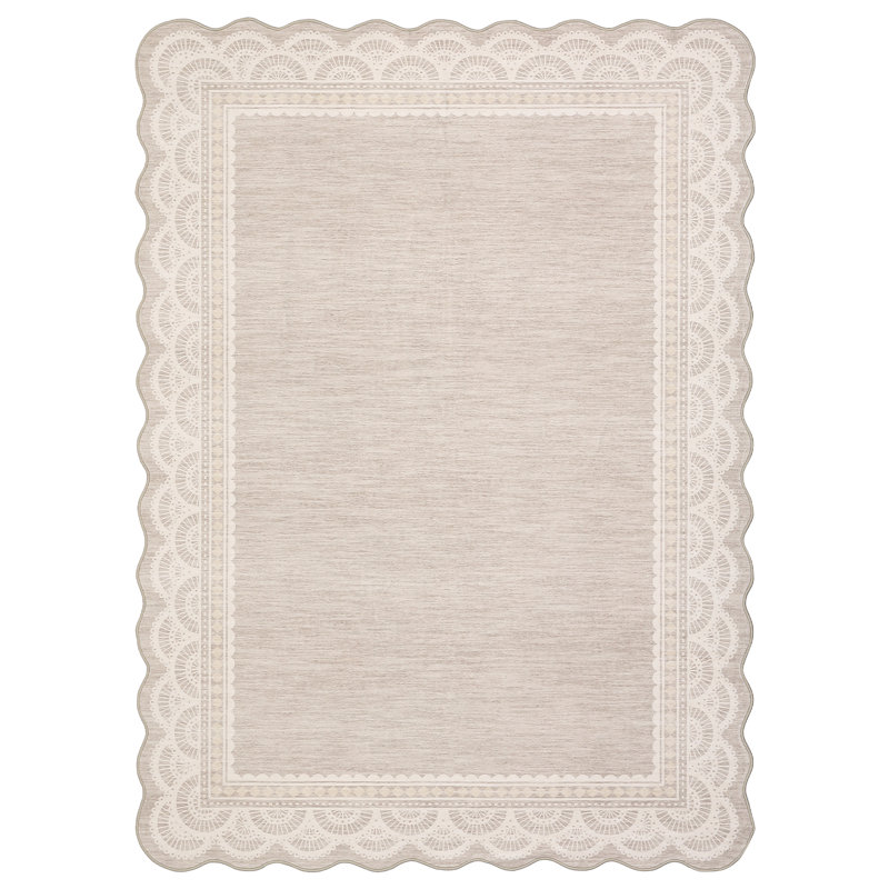 Area Rug for Living Washable Scalloped Area Rug Non Slip Rug for Bedroom Dorm Washable Rugs Soft Low Pile Non Slip Scalloped Rugs for Under Table Nursery College Bedroom Playroom