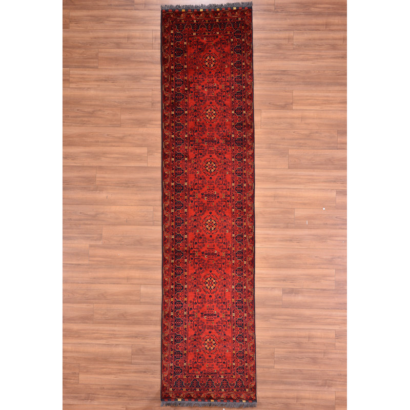Tapis en laine et coton rouge noué à la main Original