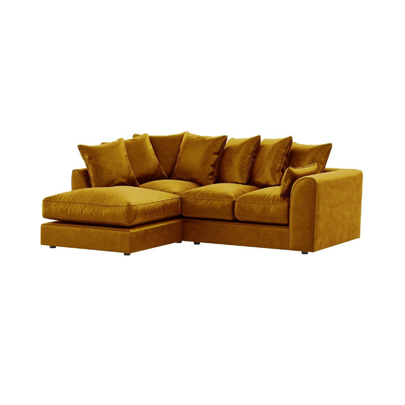 Sharpsburg 4 Seater Velvet Corner Sofa , Left Hand Facing, Gold