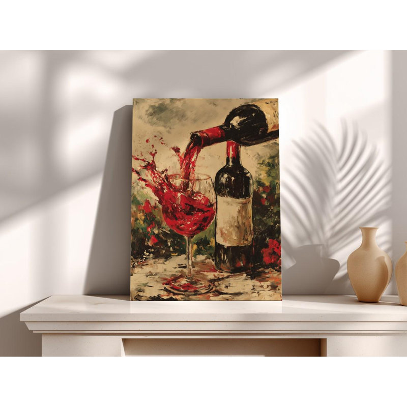 «Red Wine Pour», impression sur toile impressionniste, H 30 po x l 20 po