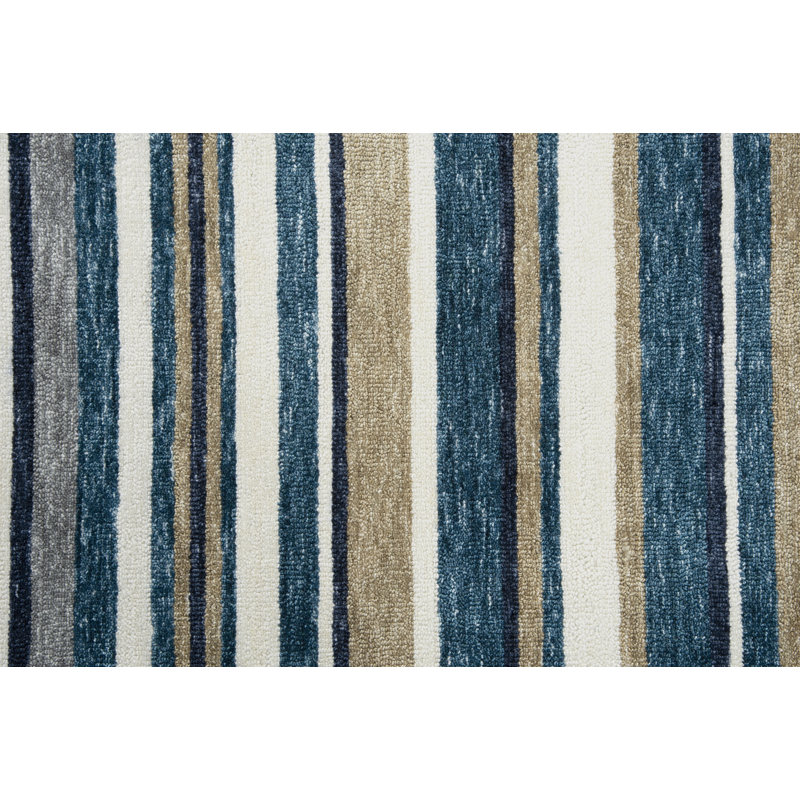 Tapis rayé touffeté à la main Boylan, Rectangle 8 pi 6 po x 11 pi 6 po