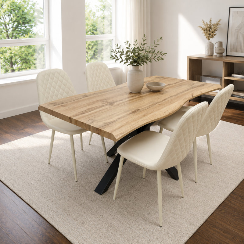 4 - Person Dining Set, Cream, 75cm H x 117cm W x 77cm D