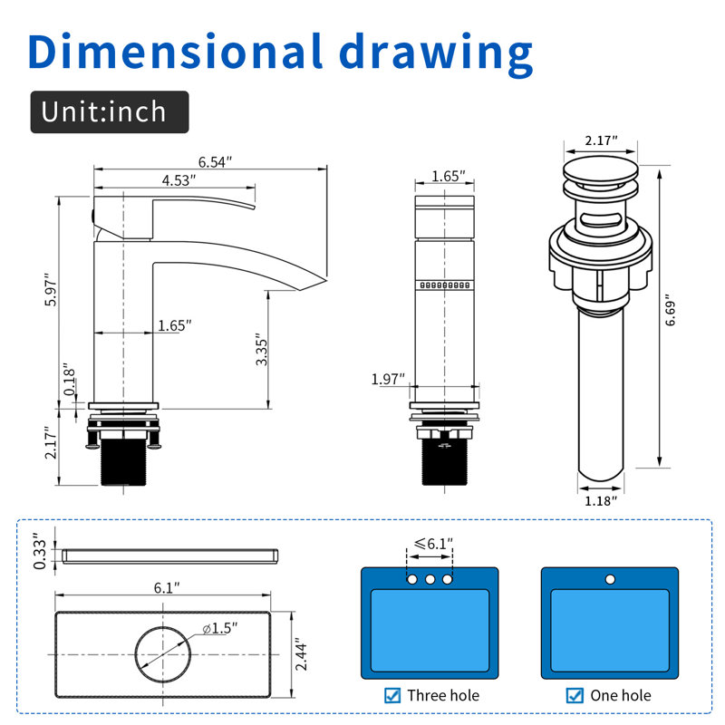 Bathroom Faucet, Modern Single Handle Bathroom Faucets For 1 Or 3 Hole Bathroom Sink Faucet Vanity Washbasin Faucet Lavatory Mixer Taps With Pop-up Drain And Supply Hoses