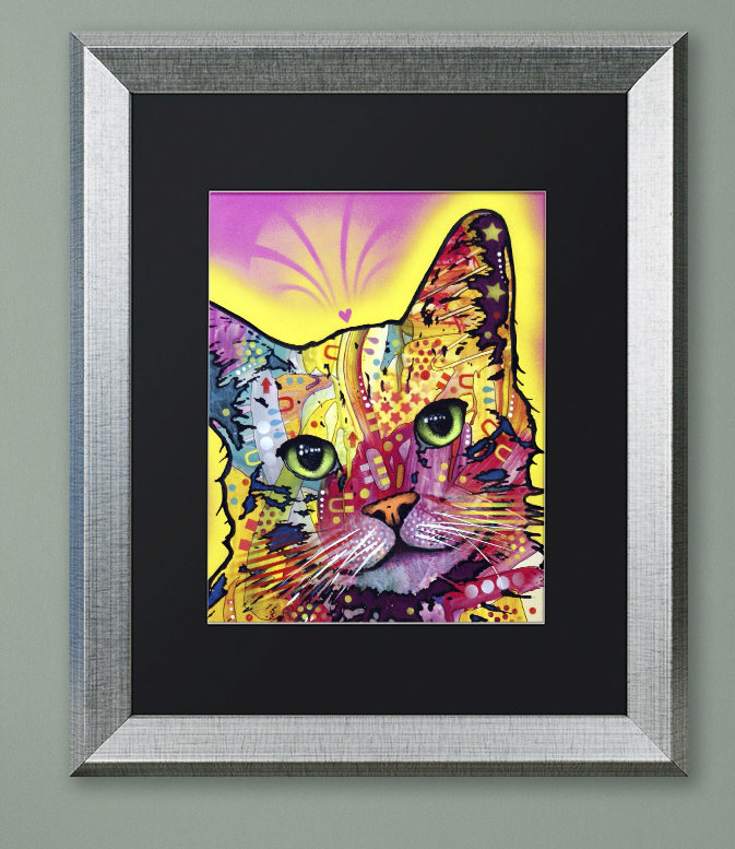 « inclinable cat », impression, H 14 po x l 11 po x P 0,5 po, Noir, Cadre argenté
