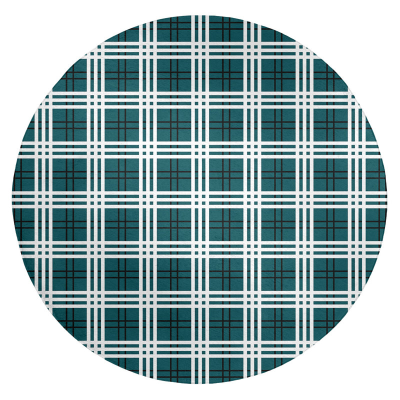 Plaid Indoor Rug, Round 5'