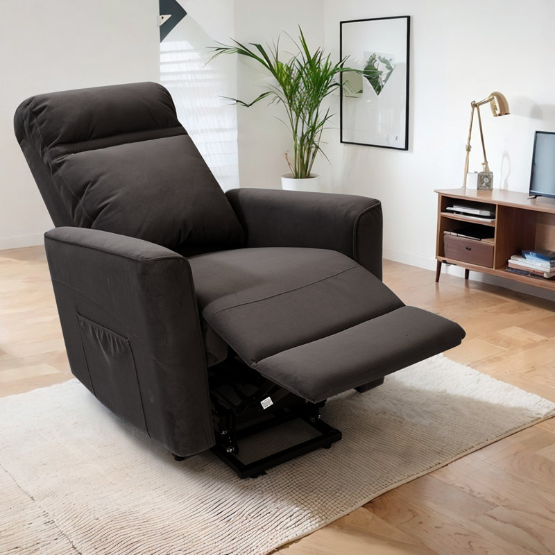 Chaise berçante inclinable avec sièges de cinéma maison à massage et réglages, Microfibres brunes