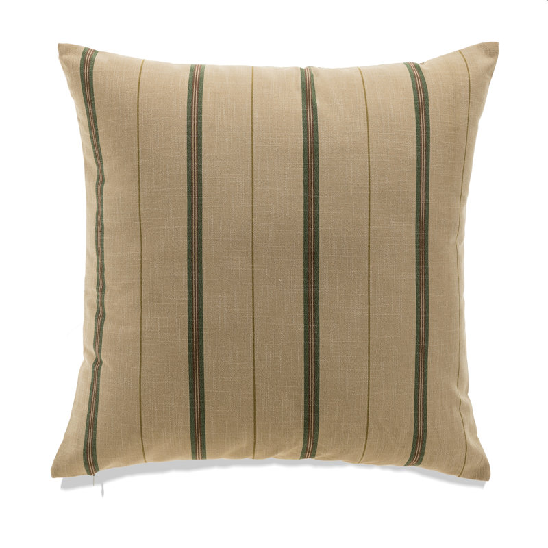 French Stripe No Decorative Addition Pillow Cover, Green, Polyester, 14" H x 22" W