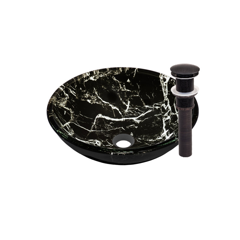 Novatto 16.5'' Glass Circular Bathroom Sink, Oil Rubbed Bronze