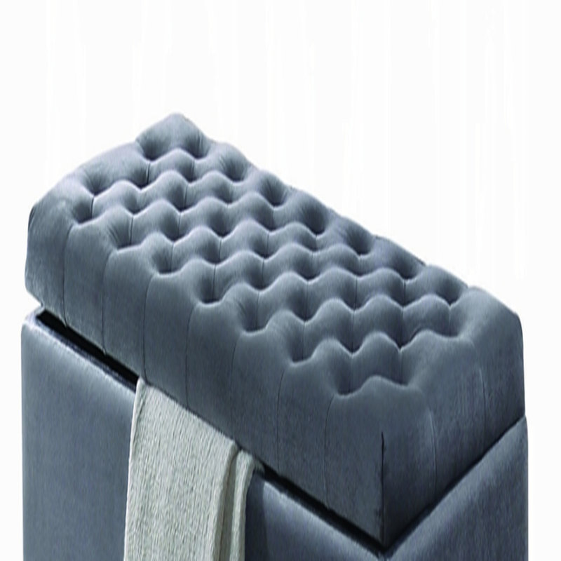 Newnan Upholstered Armless Storage Bench, Blue