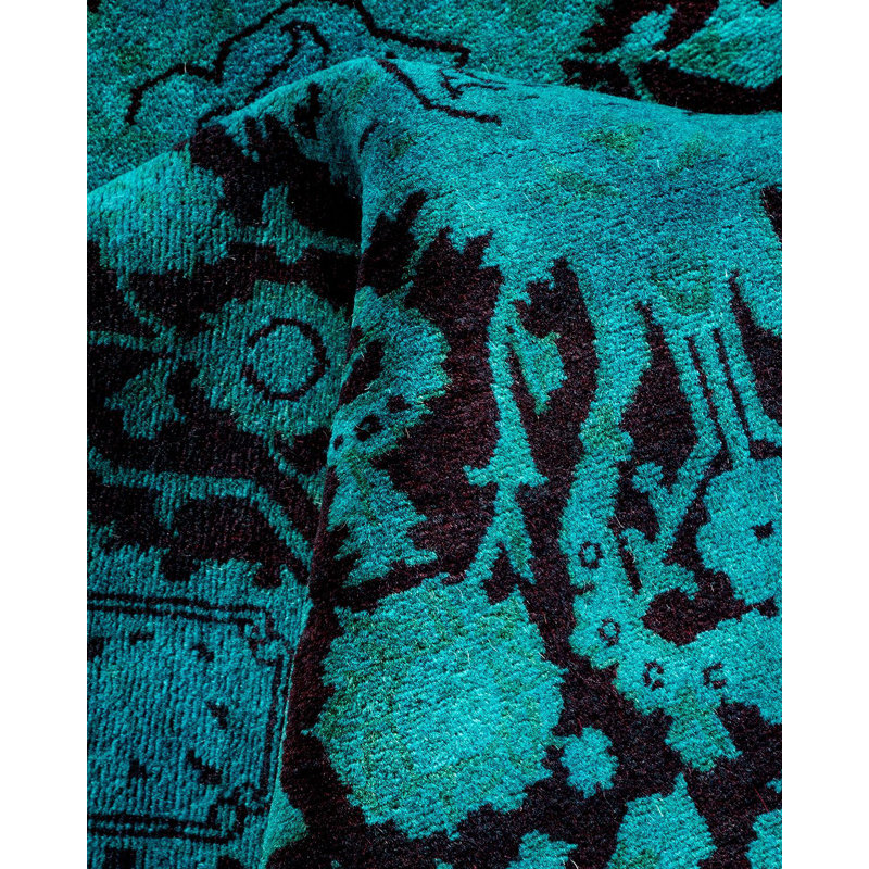 Tapis bleu noué à la main de conception unique Holsworth - bleu