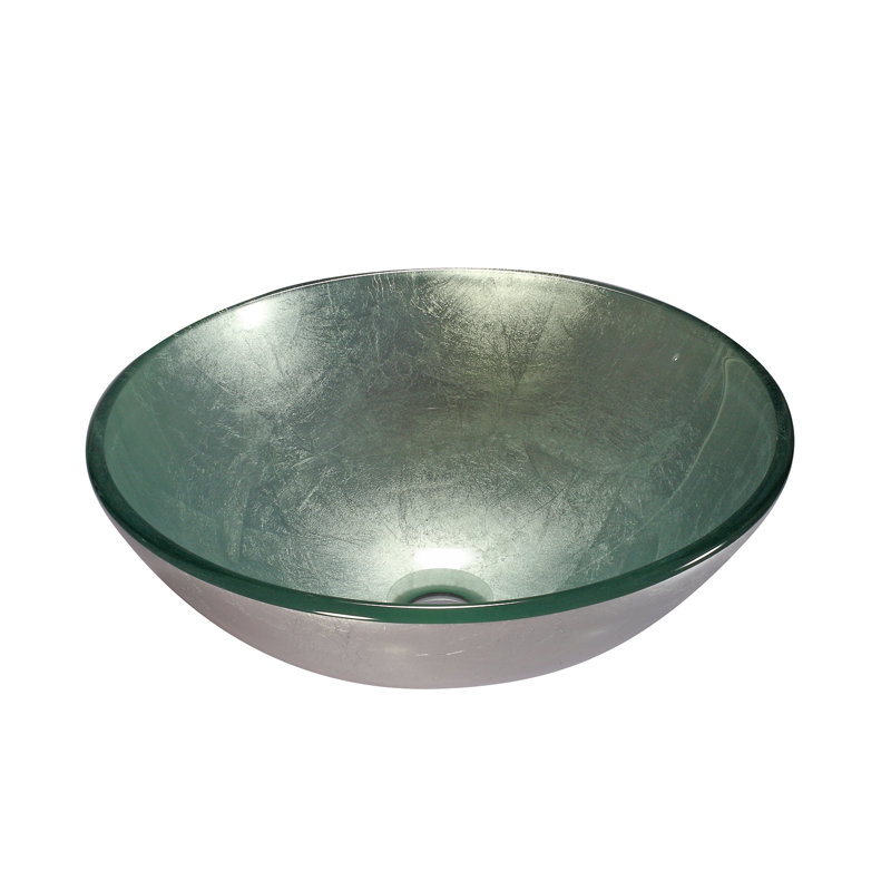 Legion Furniture Silver Glass Circular Bathroom Sink
