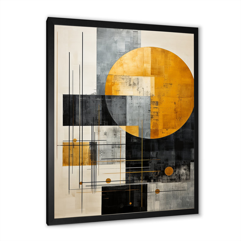 Cerulean Cubism Shapes II - Formes abstraites, impressions sur toile, Cadre simple noir, H 32 po x l 24 po x P 1 po