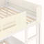 Lit superposé double avec lit gigogne, cadre de lit superposé en bois avec bibliothèque intégrée et garde-corps de sécurité de haute qualité, forme d'automobile pour enfants, blanc et beige.-135115754