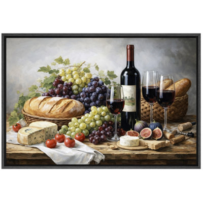 Vin et fromage, art de salle à manger élégant, impression sur toile encadrée