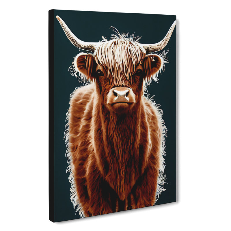 Charming Highland Cow - Wall Art, Wrapped Canvas, 50cm H x 35cm W x 3cm D, No Matte