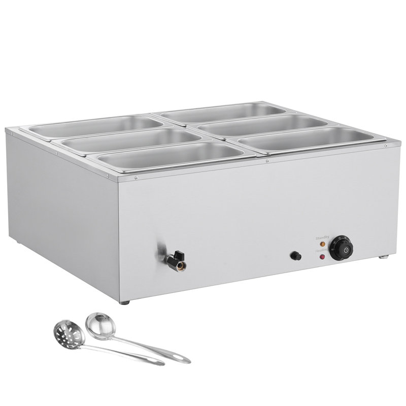 Bain-marie commercial à 6 casseroles 1500 W avec couvercle