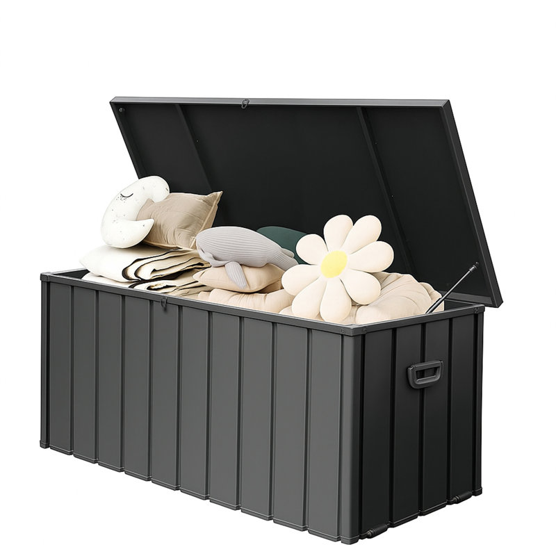 Coffre de terrasse en métal 190 gallons, H 29,6 po x l 49,4 po x P 35,4 po, Gris foncé