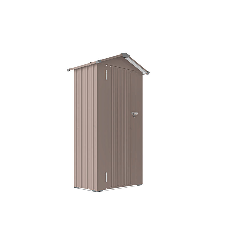 Unité de rangement d'extérieur en acier galvanisé brun, imperméable, avec verrou, lignes lisses, pour les jardins et les chantiers, 29,52 po x 16,92 po x 69,68 po, remise haute performance, métal, rouille, camp de ferme,