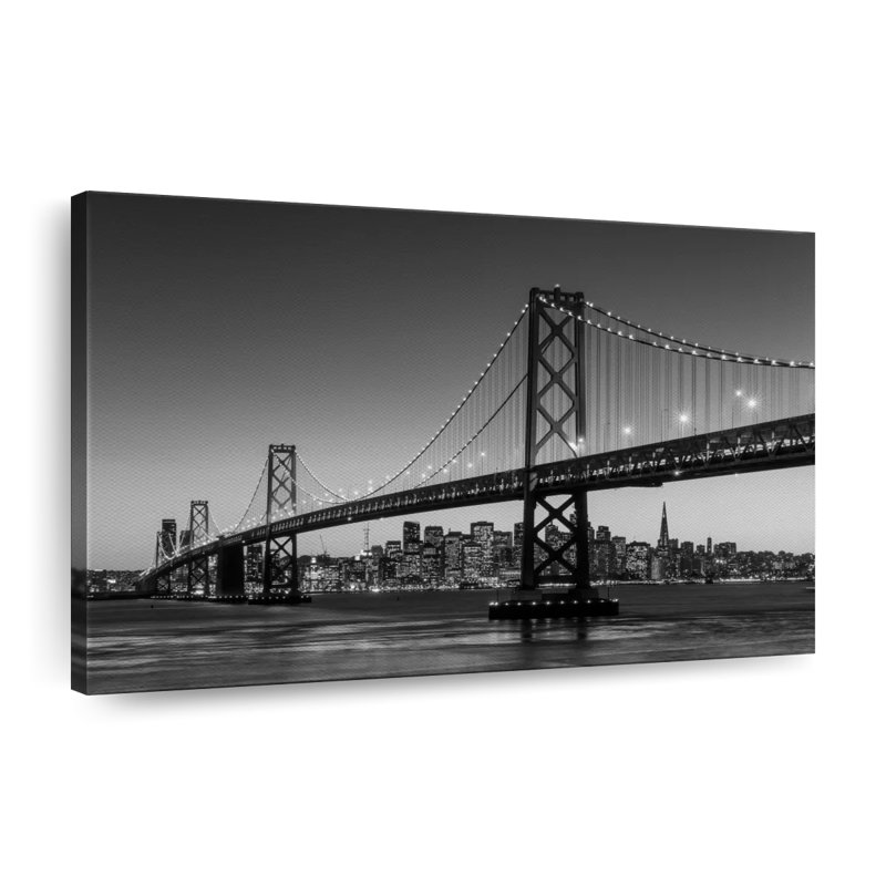 San Francisco Bay Bridge BW, reproduction sur toile, H 24 po x l 36 po x P 1,25 po