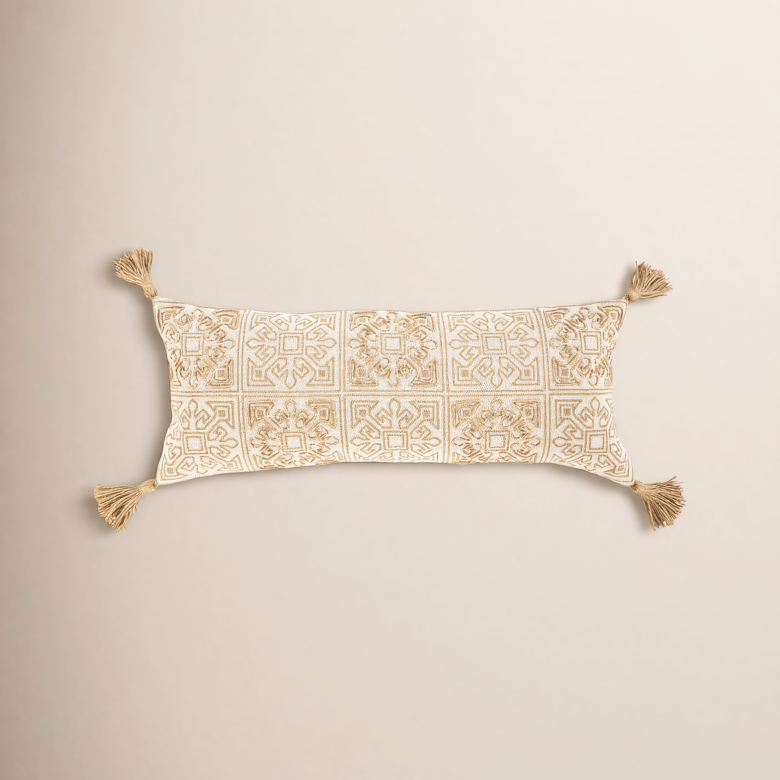 Chloe Block Print Cotton Lumbar Throw Pillow, Down