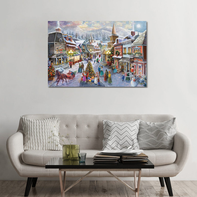 Victorian Christmas Village - Giclée sur toile tendue avec châssis, H 32 po x l 48 po