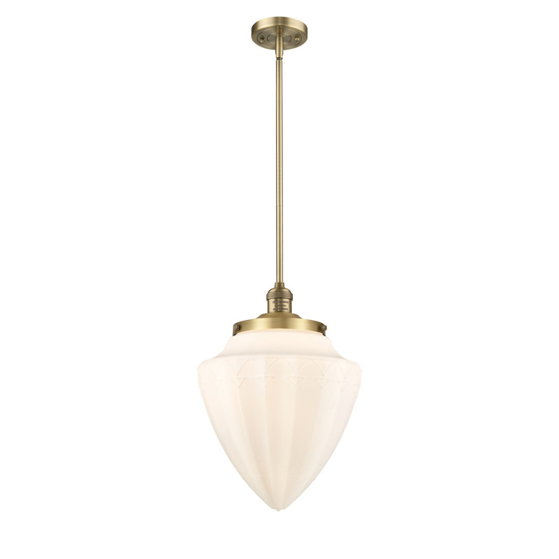 Luminaire suspendu géométrique unique 1 lumière, Laiton brossé, Blanc mat
