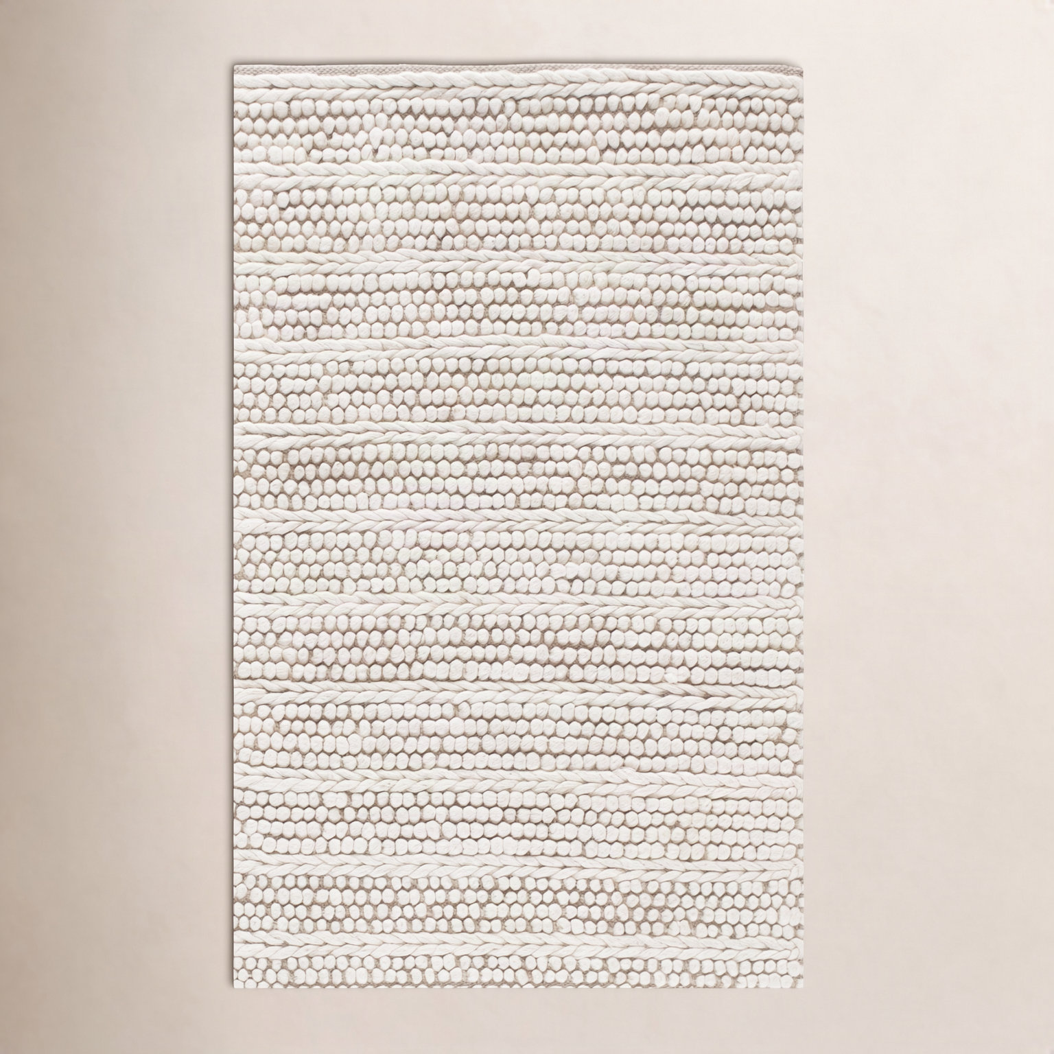 Sestina Ivory Handmade Flatweave Rug, Rectangle 6' x 9'